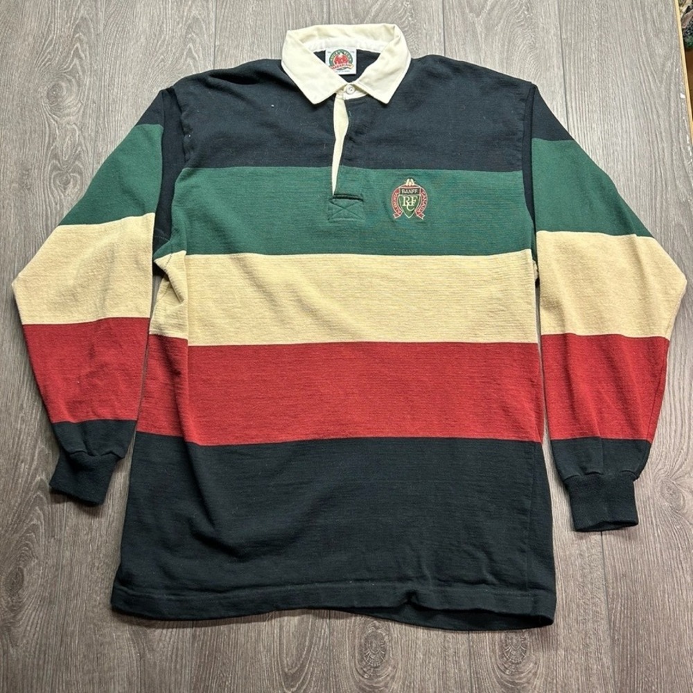 Vintage Barbarian Rugby Wear Banff RFC Striped Jersey Shirt Mens 3XL Canada